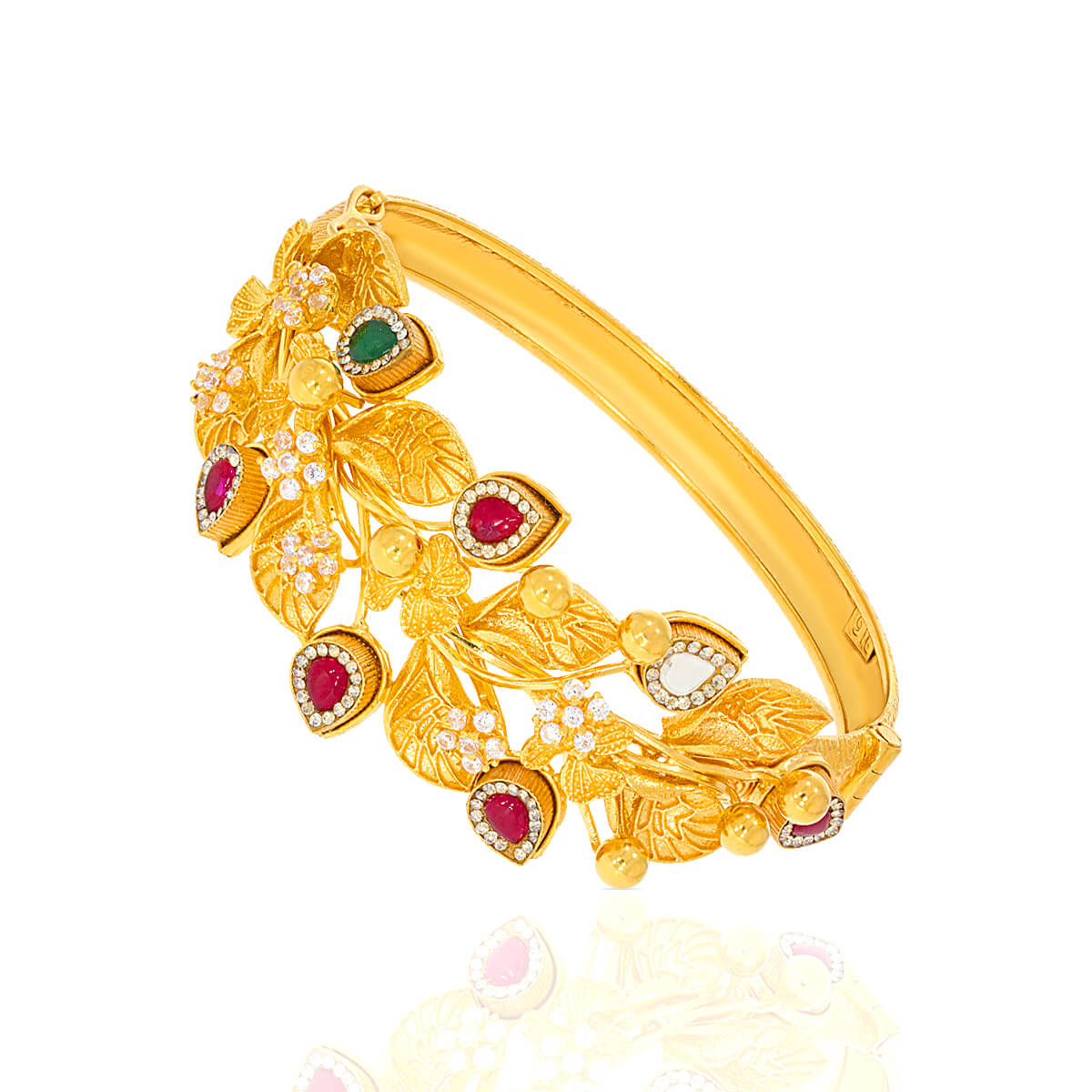 Leaf Inspired Kundan Gold Bracelet