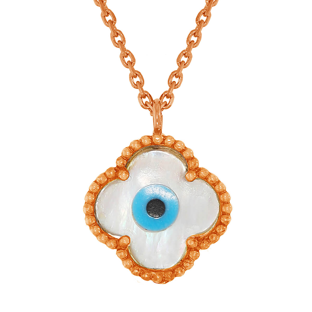 Floral Evil Eye Gold Chain with Pendant