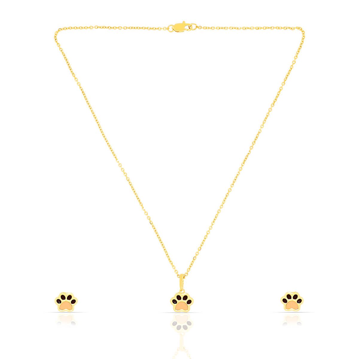 Dainty Paw Print Gold Necklace Set with Free Gold Coin