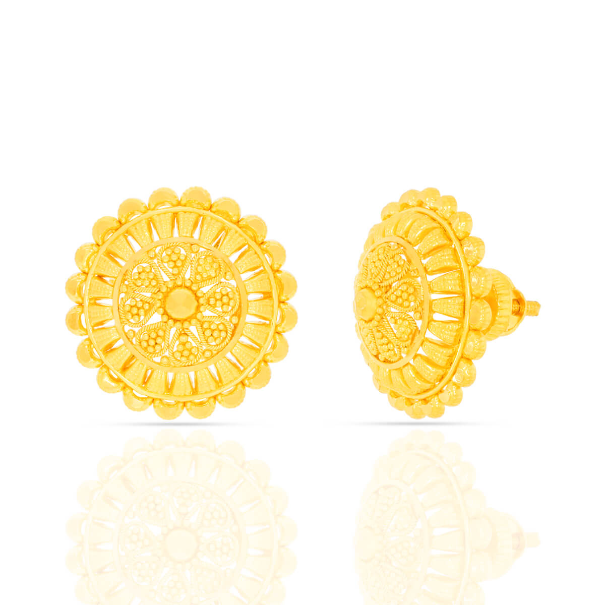 Royal Gold Stud Earrings with Free Gold Coin