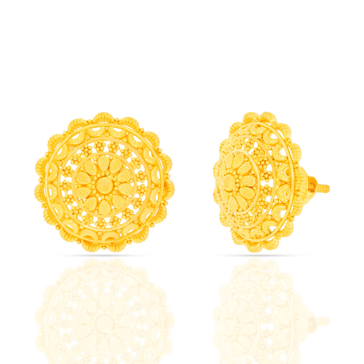 Ornate Gold Stud Earrings with Free Gold Coin