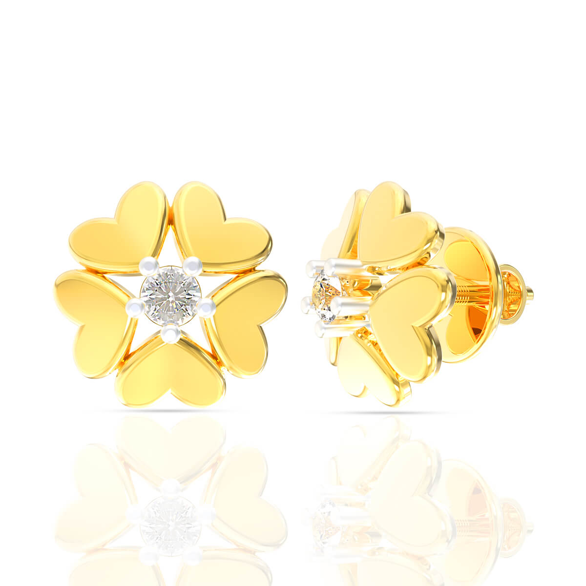 Heart of Gold Classic Gold Studs Earring with Free Gold Coin