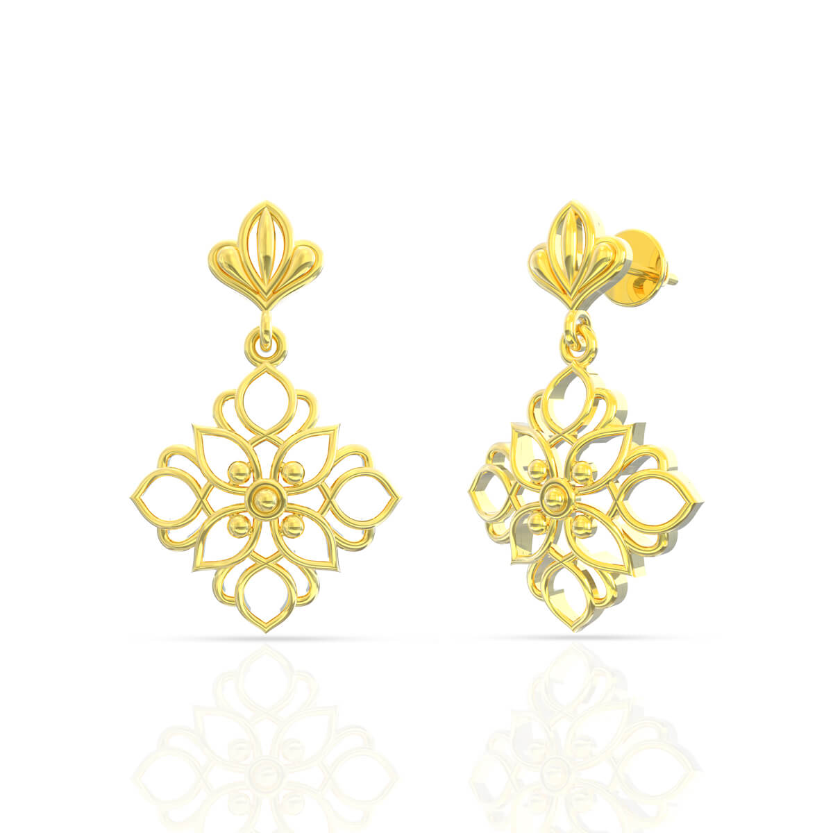 A charming Floral Hanging Gold Earring with Free Gold Coin