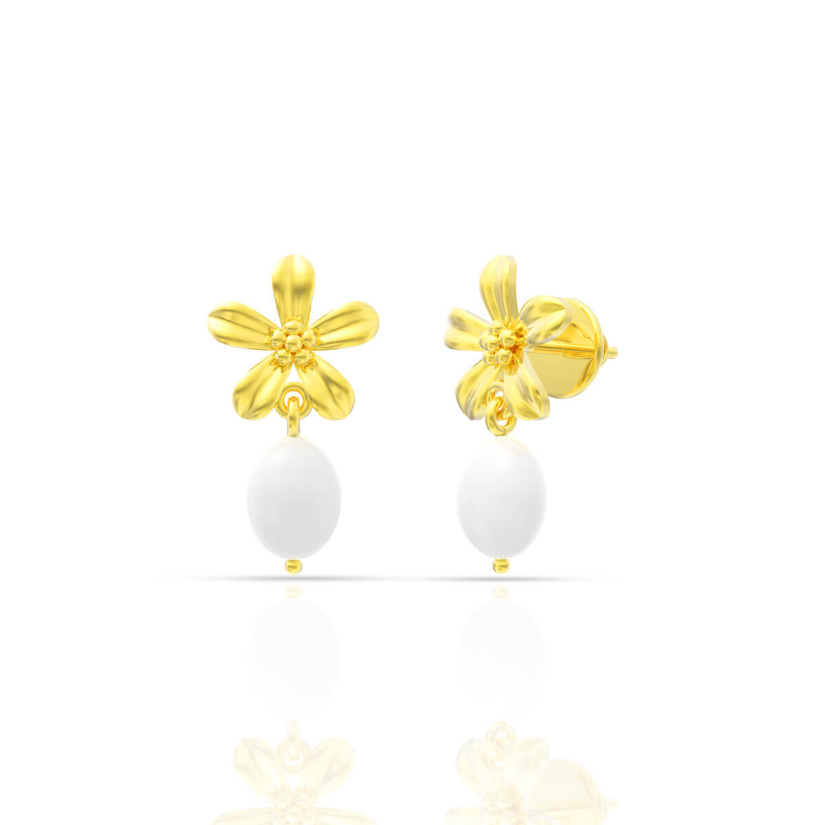 Golden Botanica Flower Dangle Earrings with Free Gold Coin