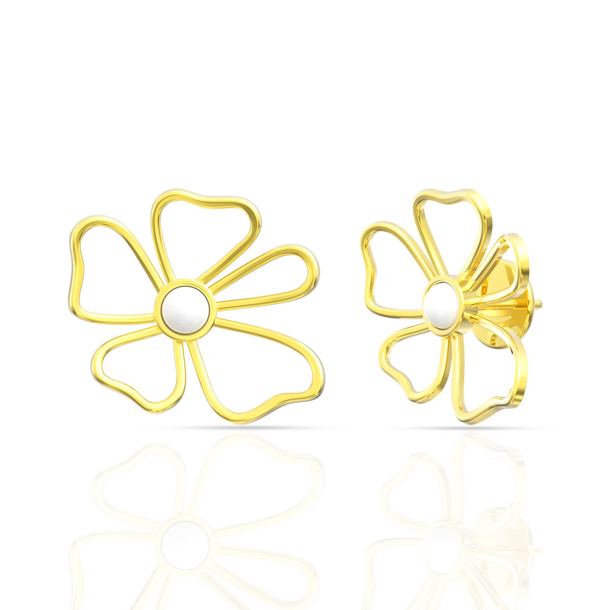 Floral Radiance Gold Stud Earrings with Free Gold Coin