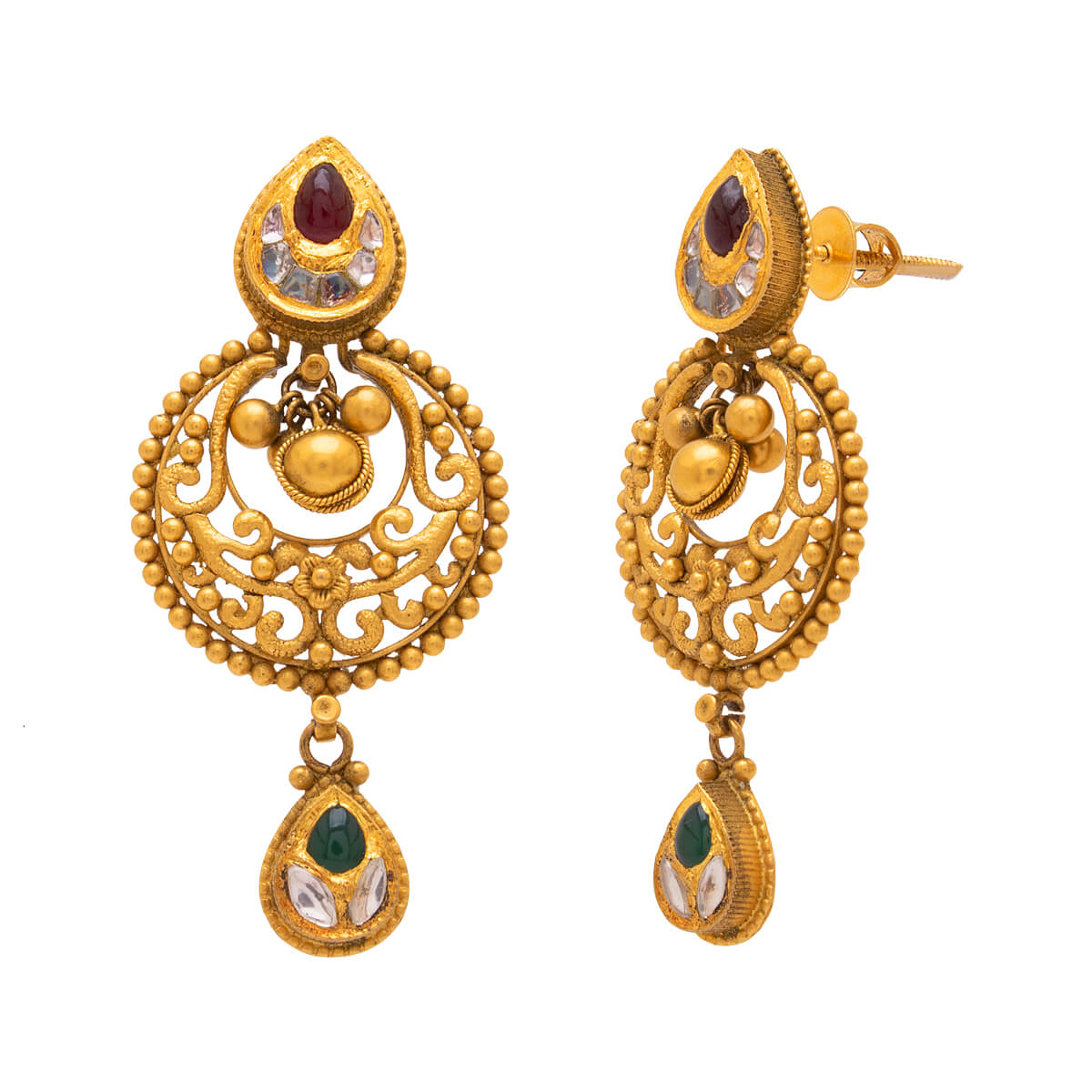 Eshana Gold Ethnic Earring with Free Gold Coin