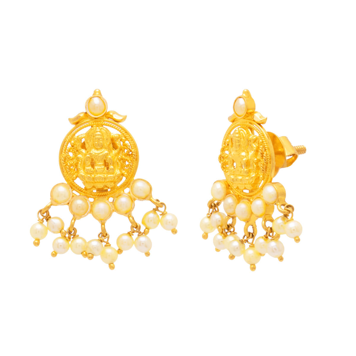 Motify Laxmi Gold Earring with Free Gold Coin