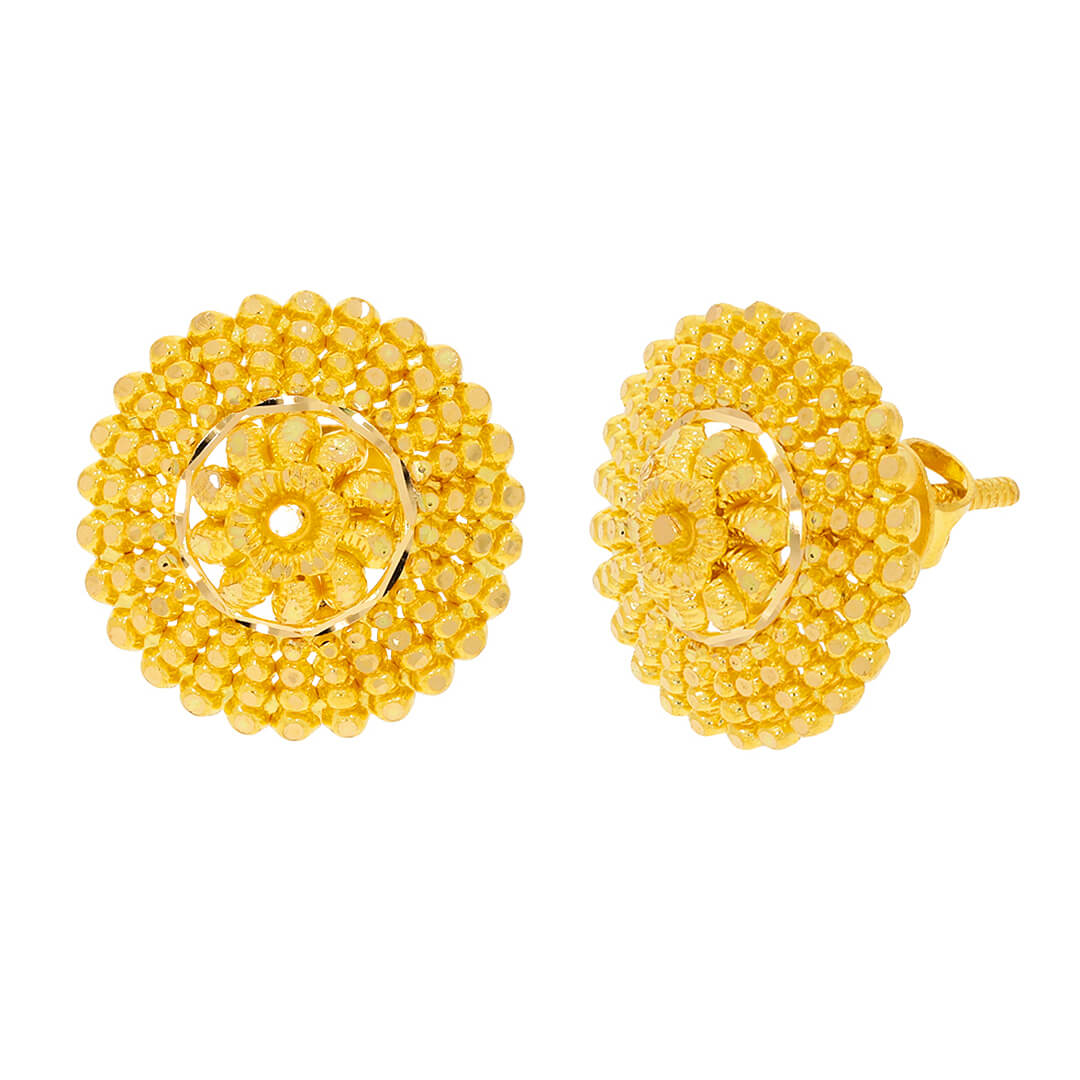 Rosey stud gold earring with Free Gold Coin