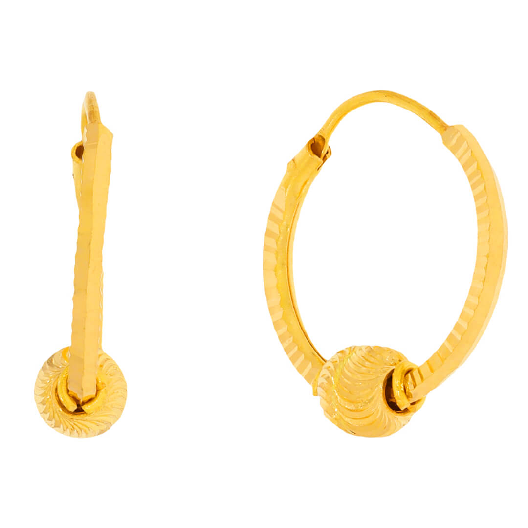 singal beads gold Hoop Earrings with Free Gold Coin