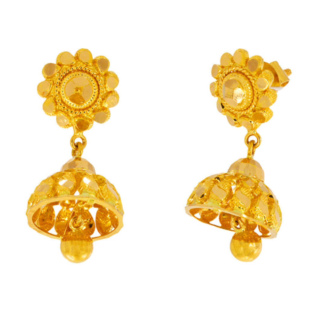 flower jhumki gold earring