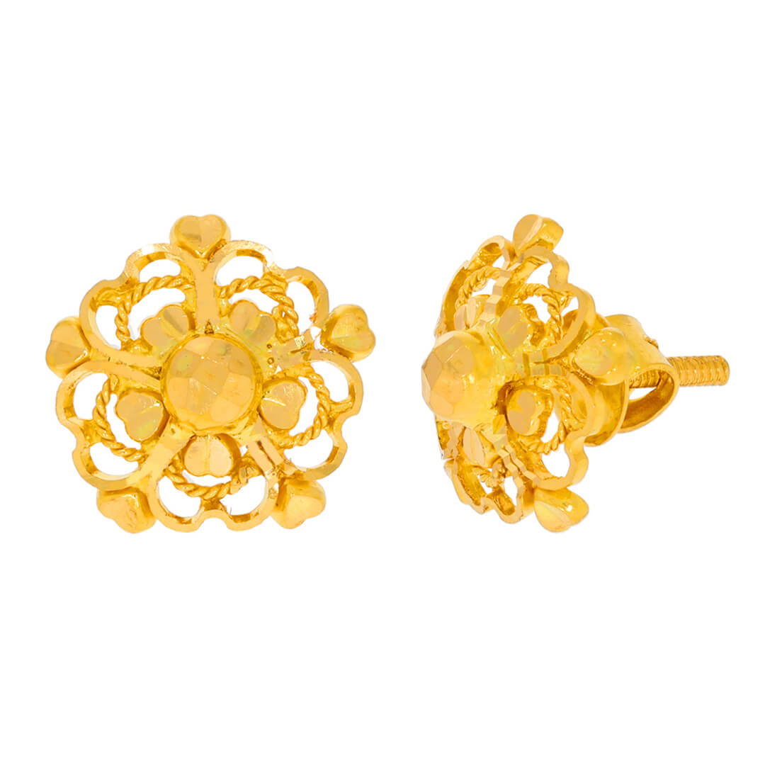 flower stud gold earring with Free Gold Coin