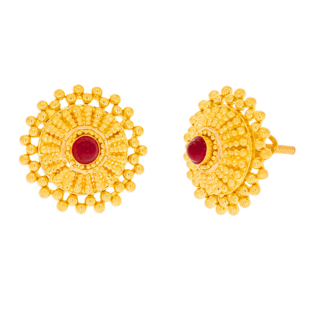 Statement gold earring with Free Gold Coin