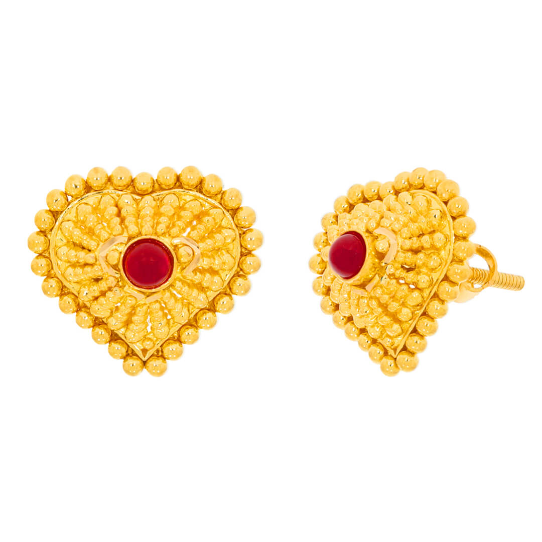 Mishka heart gold earring with Free Gold Coin