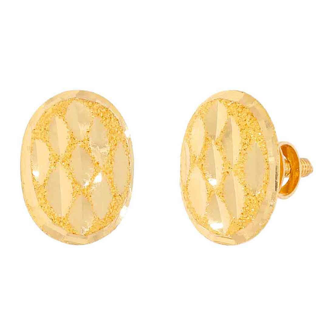 oval stud gold earring with Free Gold Coin