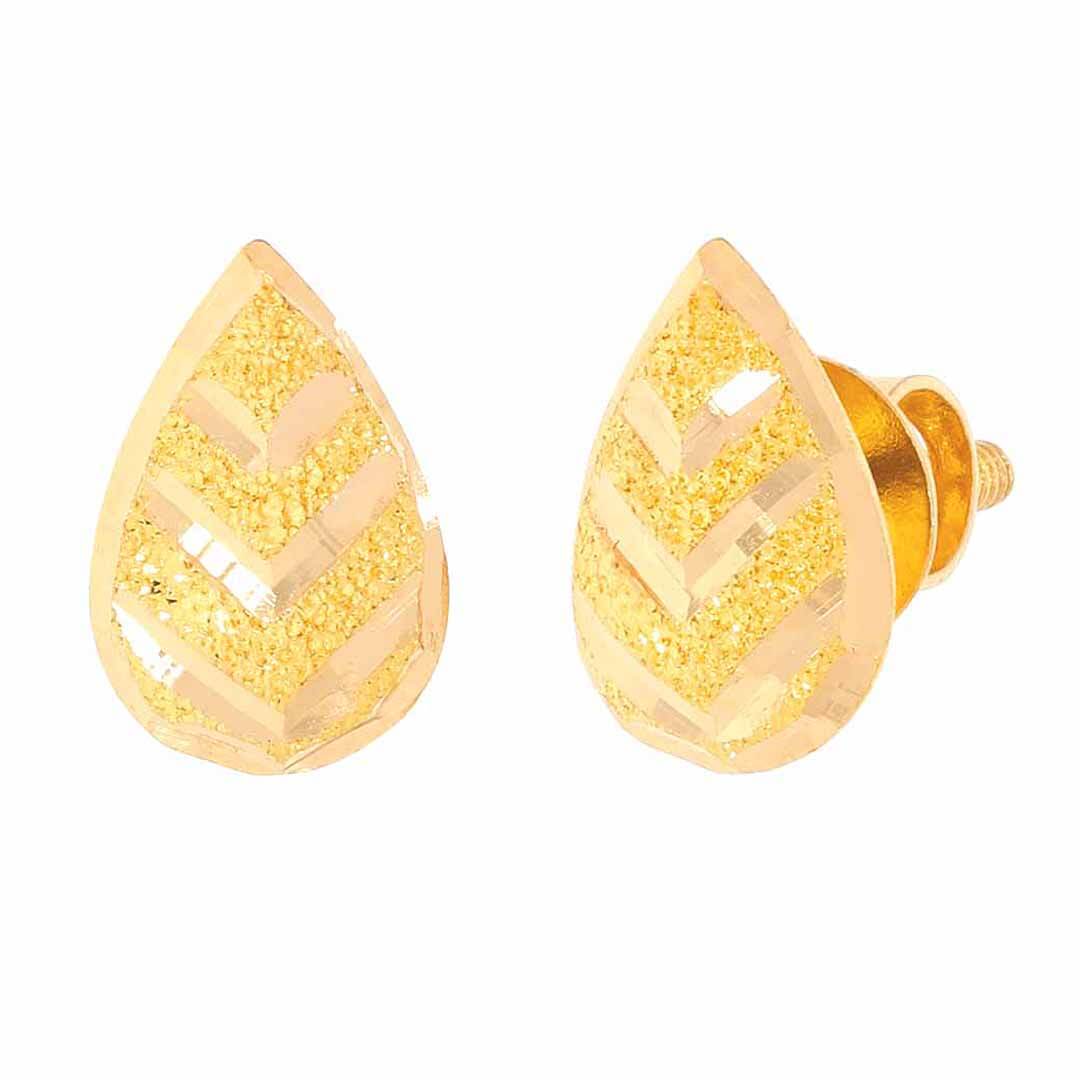 leaf facet stud gold earring with Free Gold Coin