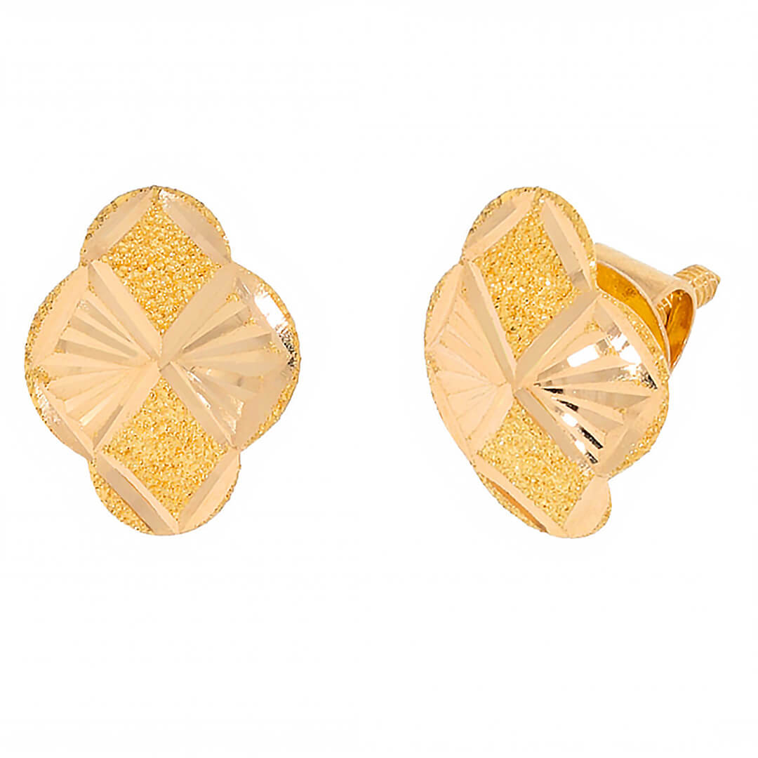 Floral Stud Gold Earring with Free Gold Coin