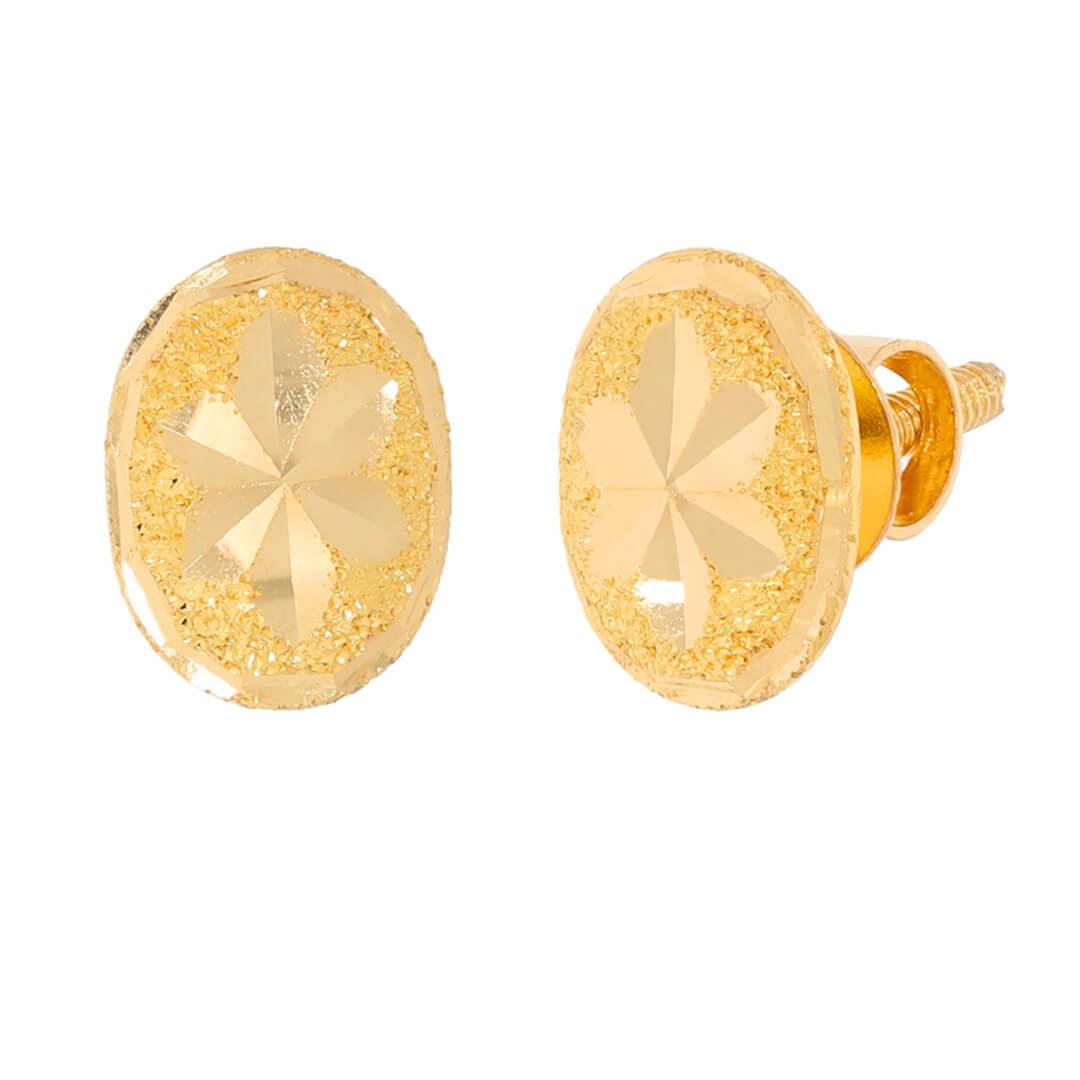 oval stud gold earring with Free Gold Coin