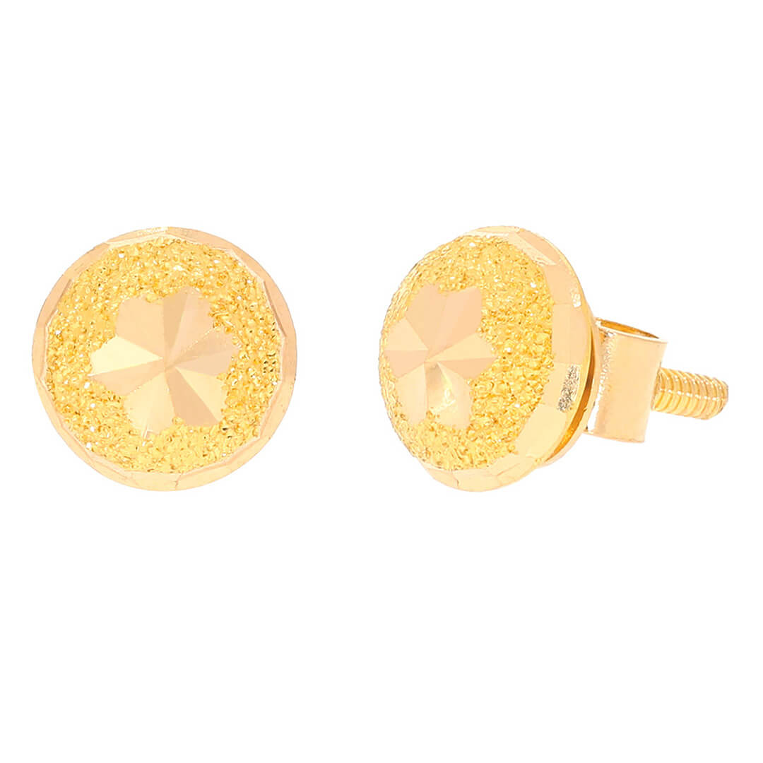 buttan stud gold earring with Free Gold Coin