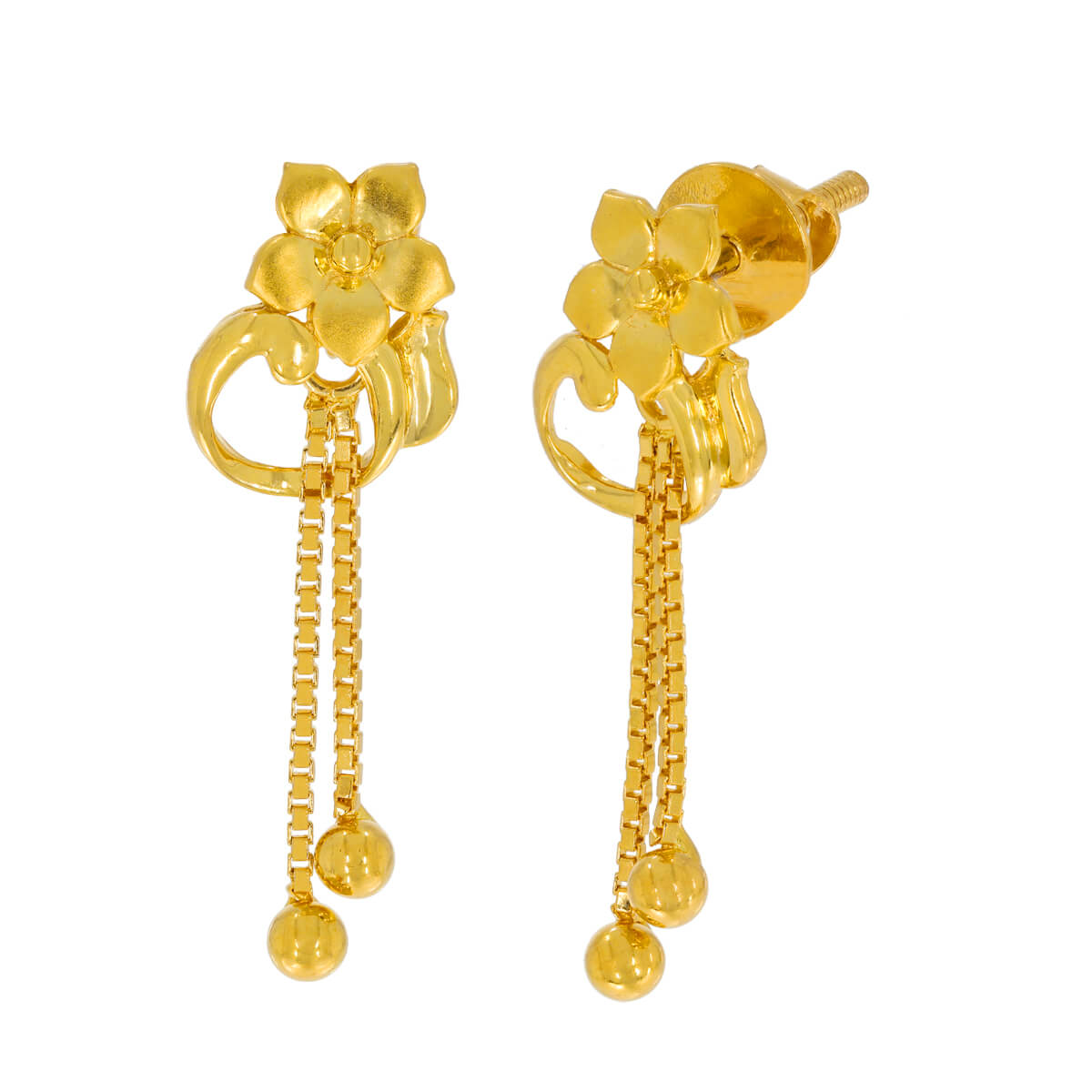 matte flower gold earring with Free Gold Coin