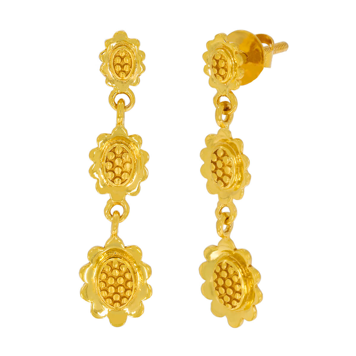 trio flower gold earring with Free Gold Coin