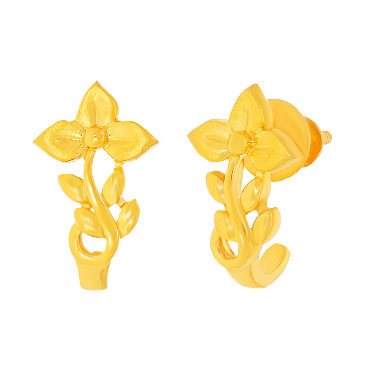 Fancy Design Floral Gold Earring with Free Gold Coin