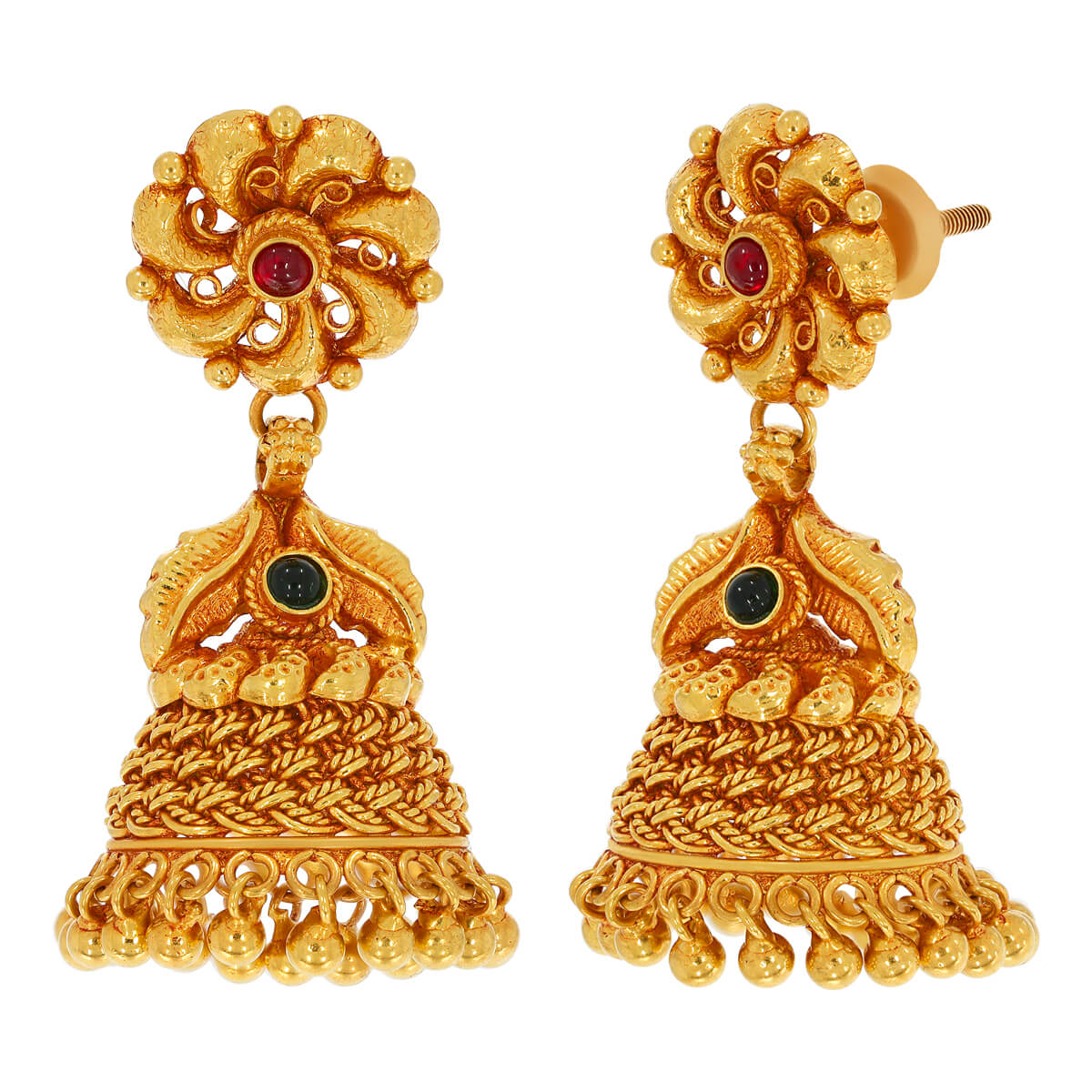 Scintillating Antique Gold Jhumkas Earring