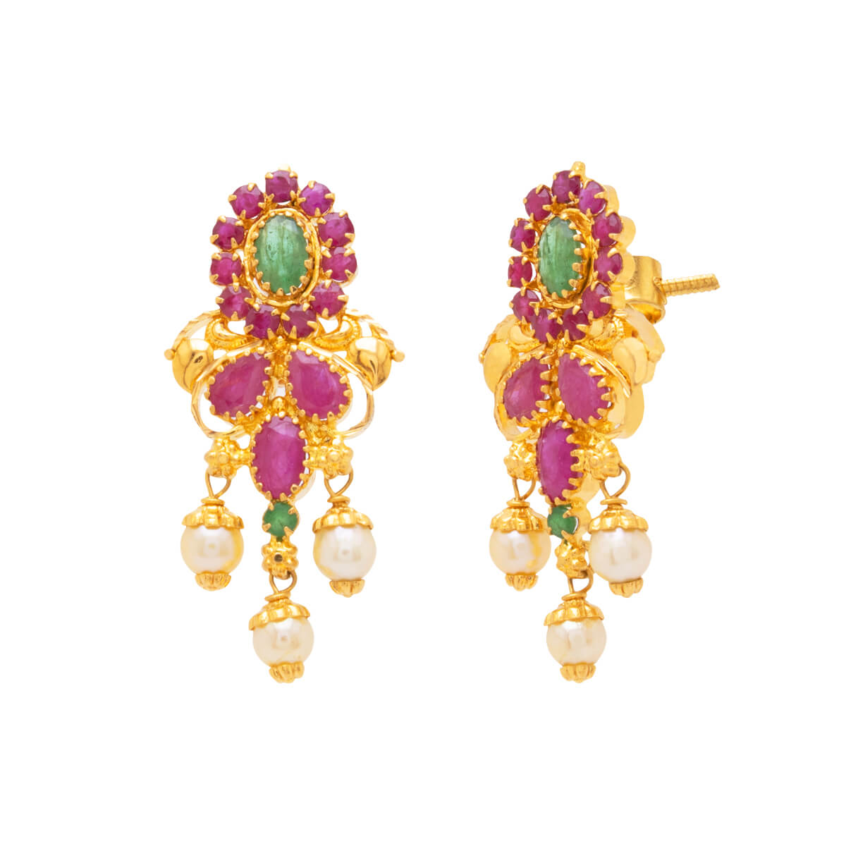 Stylish Gem Gold Earring with Free Gold Coin