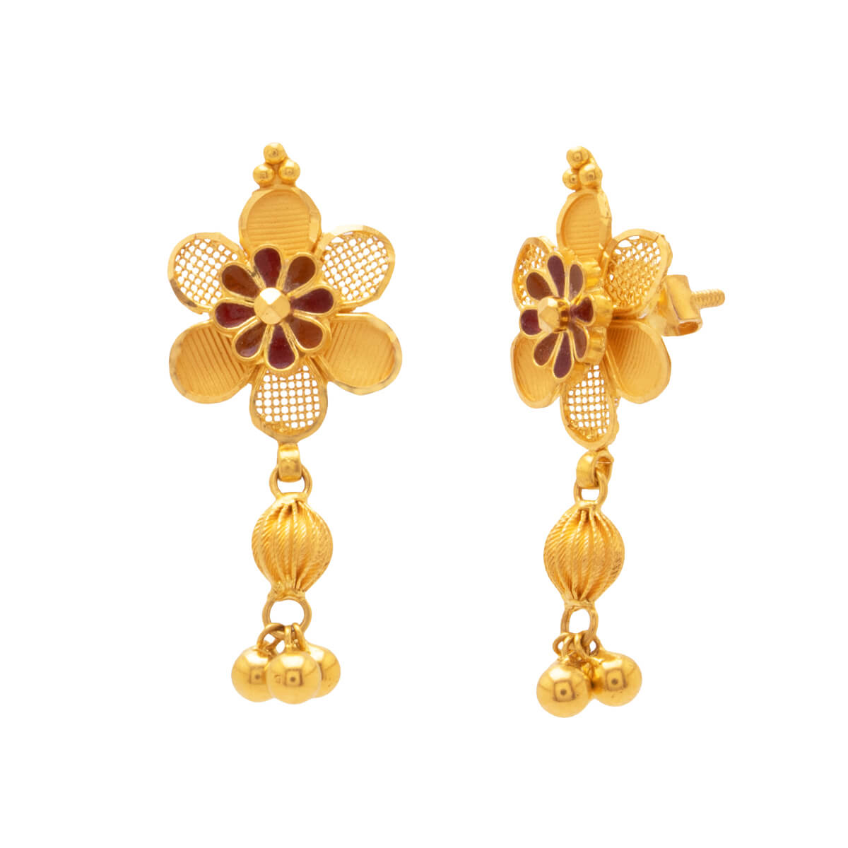 Riva Floral Gold Earring with Free Gold Coin