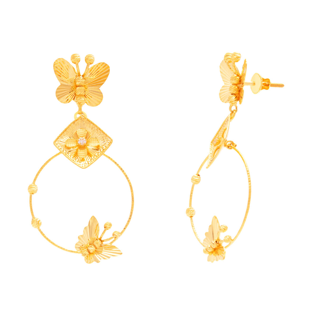 Pierid Butterfly Gold Earrings with Free Gold Coin