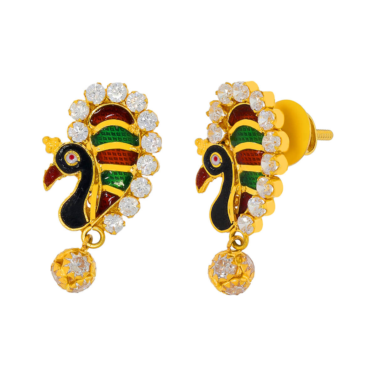 Beautiful Mayura Gold Earring with Free Gold Coin