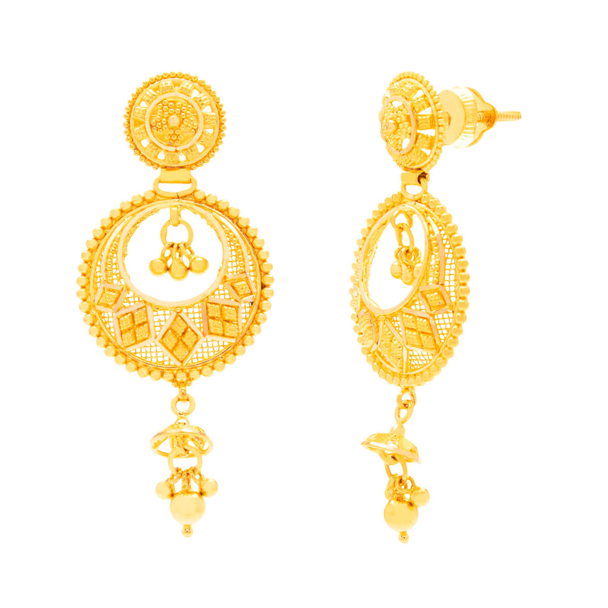 Medhavi Gold Earrings with Free Gold Coin