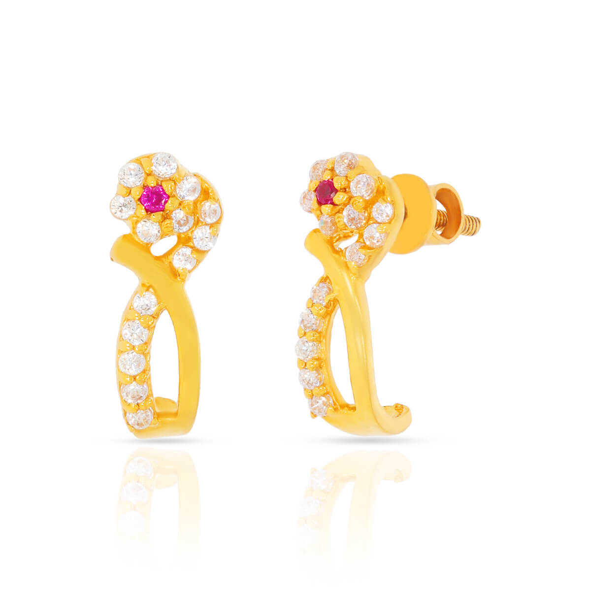 Graceful Floral Gold Earring with Free Gold Coin