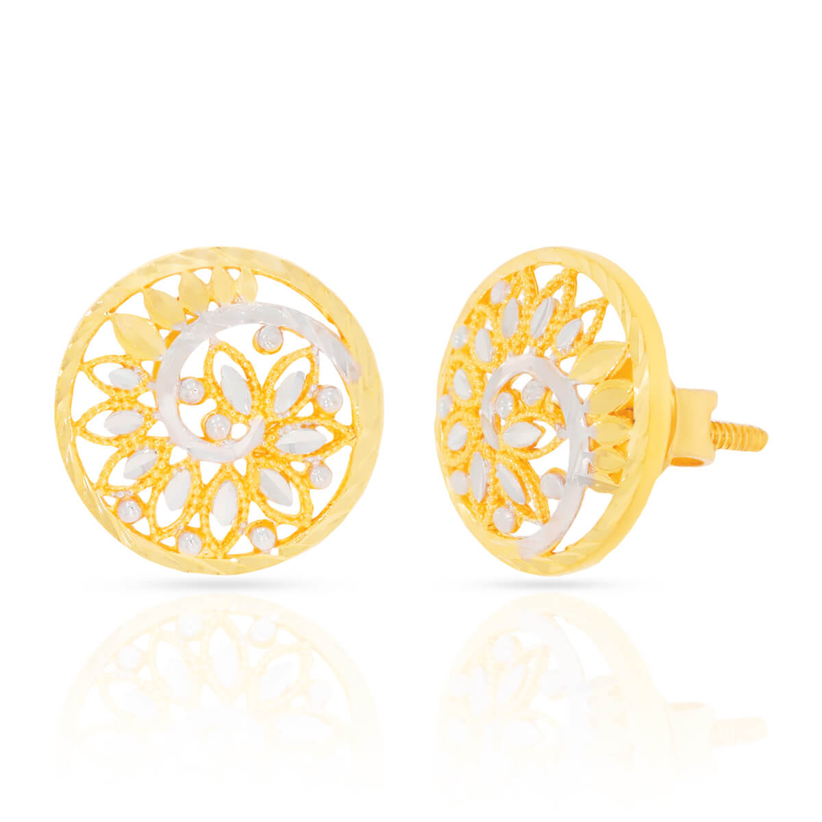 Gleaming Floral Gold Earrings with Free Gold Coin