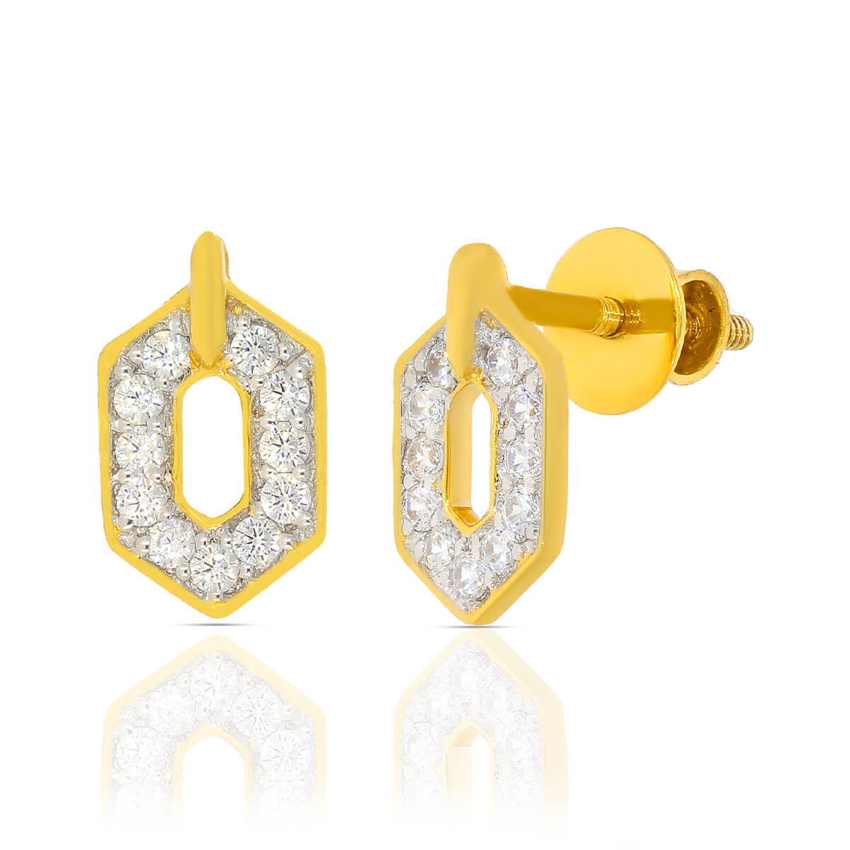 Geometric Hexa Dazzling Gold Earring