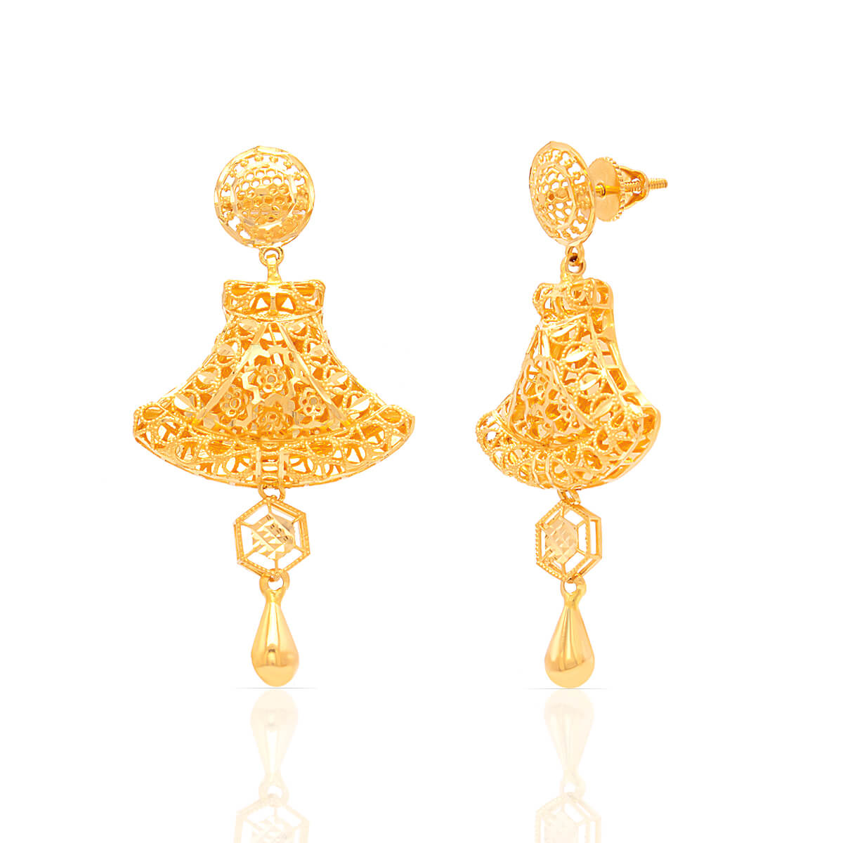 Shimmering Tassels Gold Dangler Earrings with Free Gold Coin