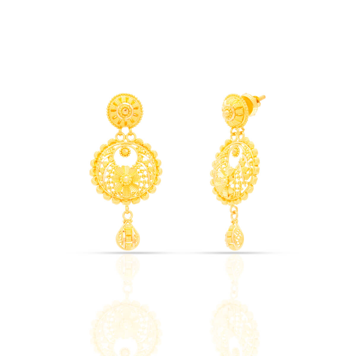 Luminous Chand Bali Gold Earring with Free Gold Coin