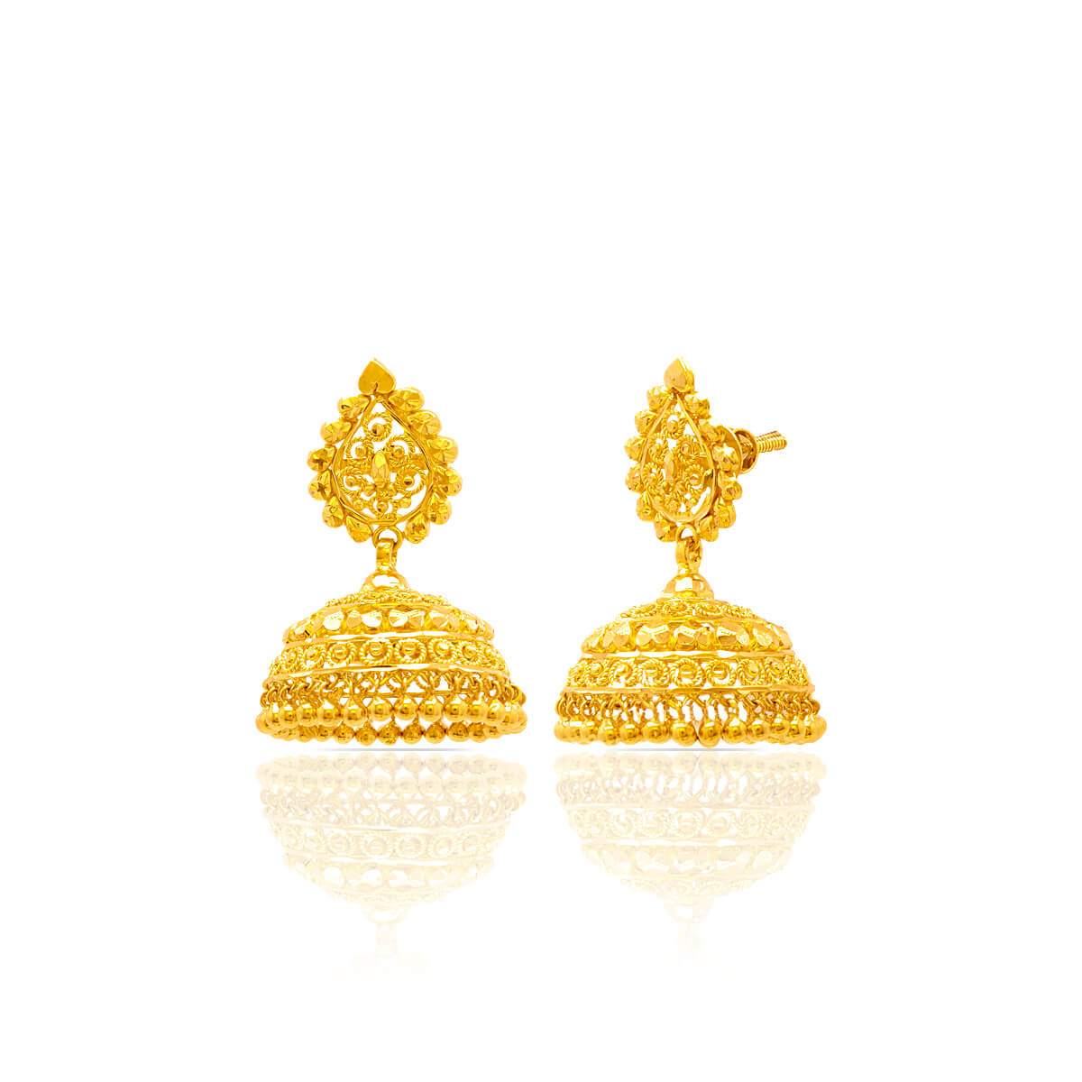 Radiant Reflections Luxurious Golden Gold Jhumka Earrings with Free Gold Coin