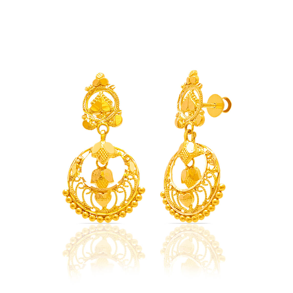 Traditional Chand Bali Gold Earrings with Free Gold Coin