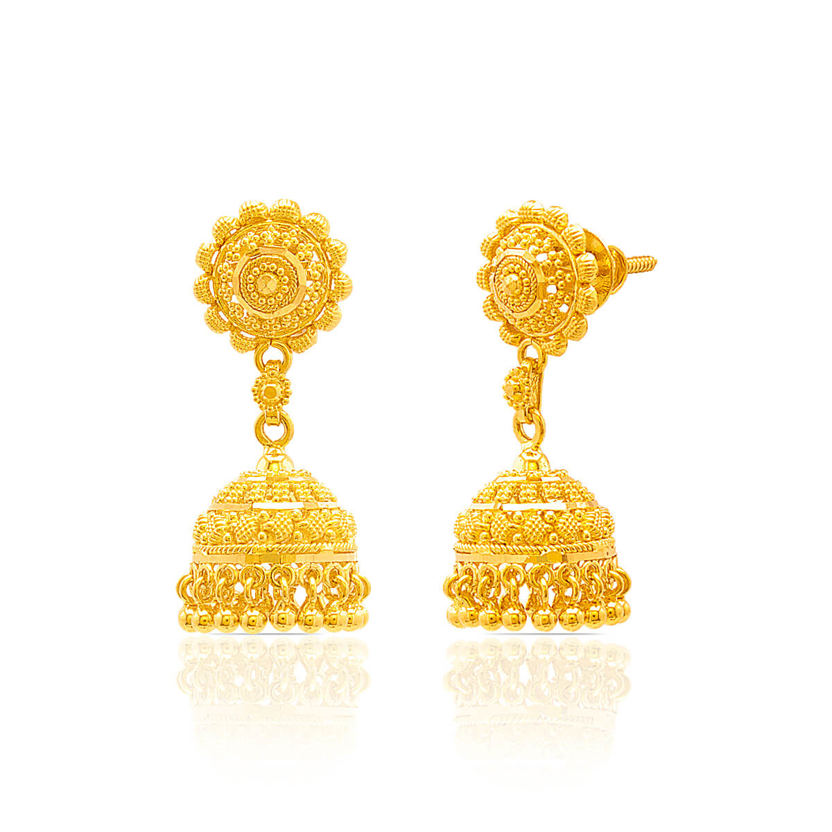 Golden Harmony Harmonious Golden Gold Jhumka Earrings with Free Gold Coin