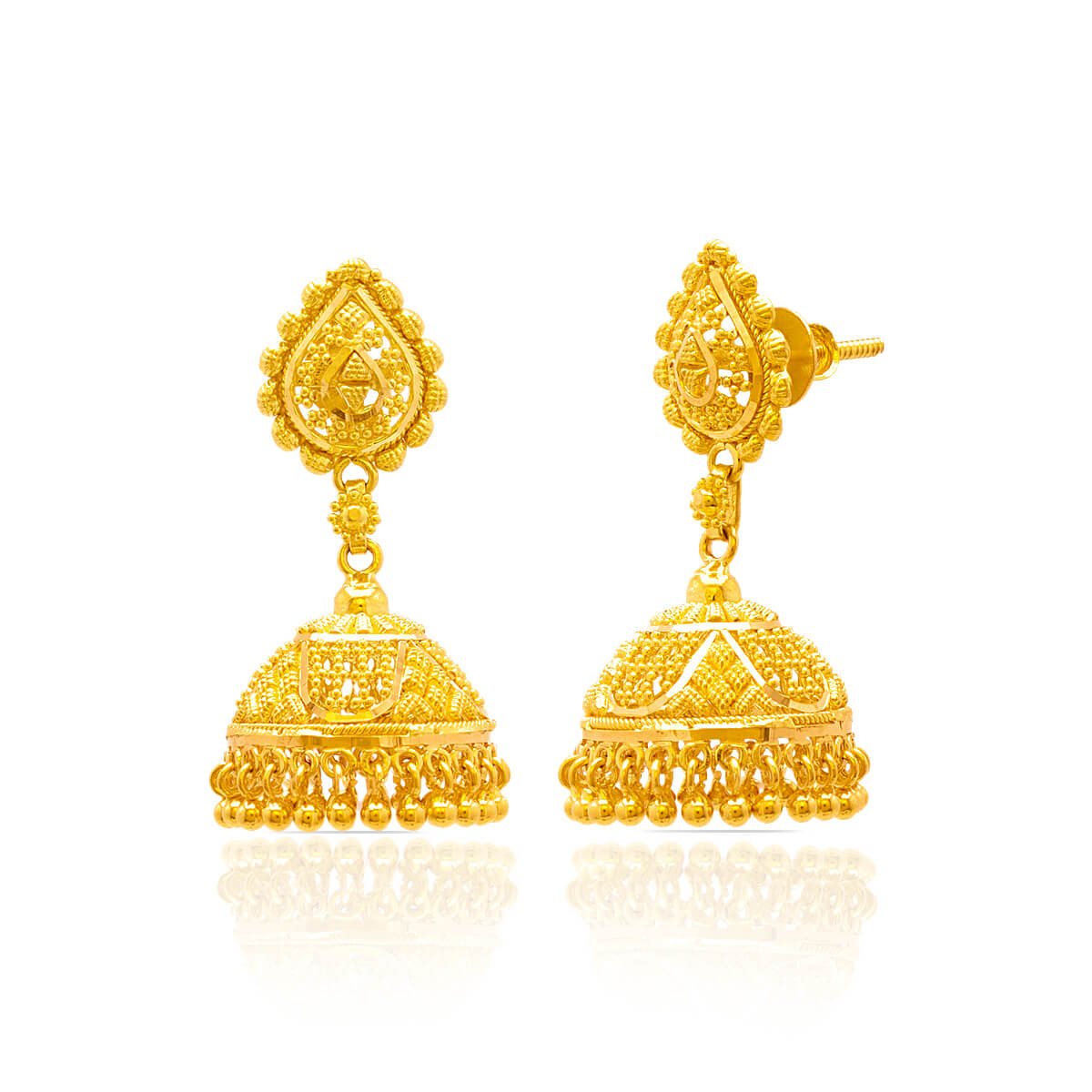 Golden Fusion-inspired Golden Gold Jhumka Earrings with Free Gold Coin