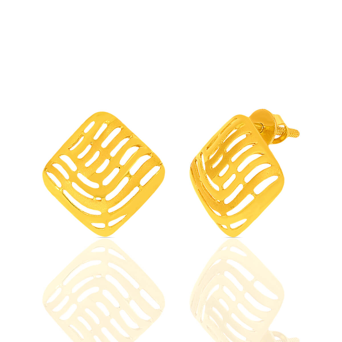 Square Serenity Gold Studs Earrings with Free Gold Coin