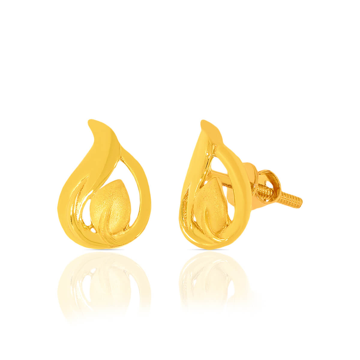 Golden Foliage Leaf Stud Earring