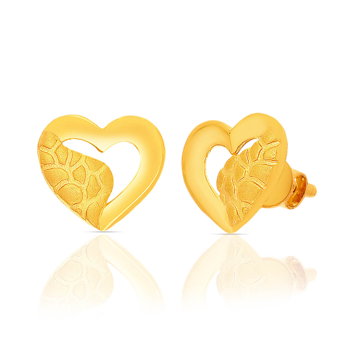 Pure Affection Gold Heart Stud Earrings with Free Gold Coin