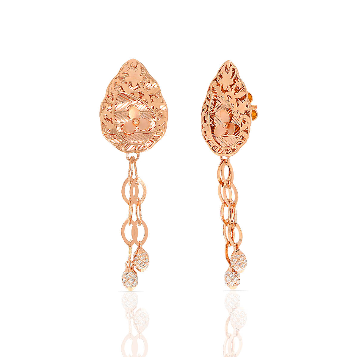 Gleaming Petals 18kt Rose Gold Diamond Earring with Free Gold Coin