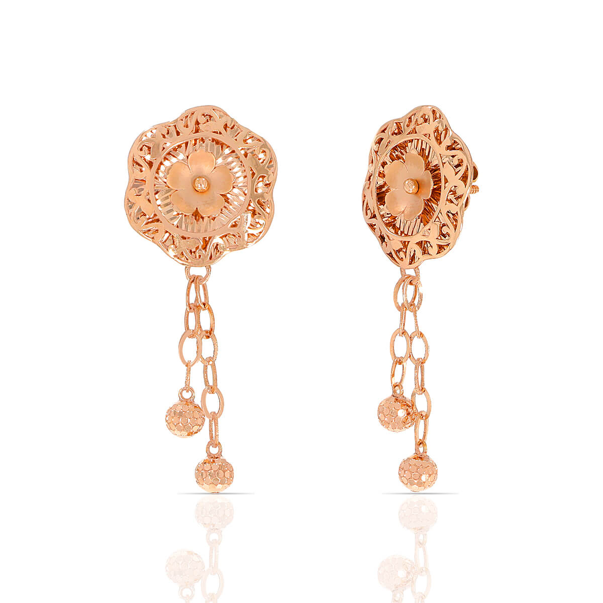 Rosy Elegance Gold Earring with Free Gold Coin