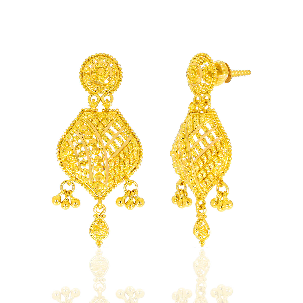 Elegant Movement Dangler Gold Earrings with Free Gold Coin