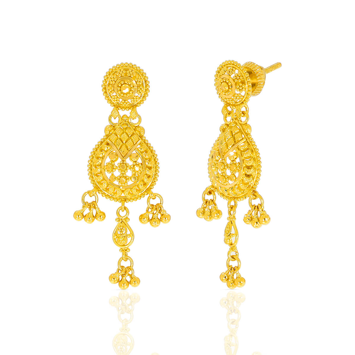 Modern Elegance Dangler Gold Earrings with Free Gold Coin