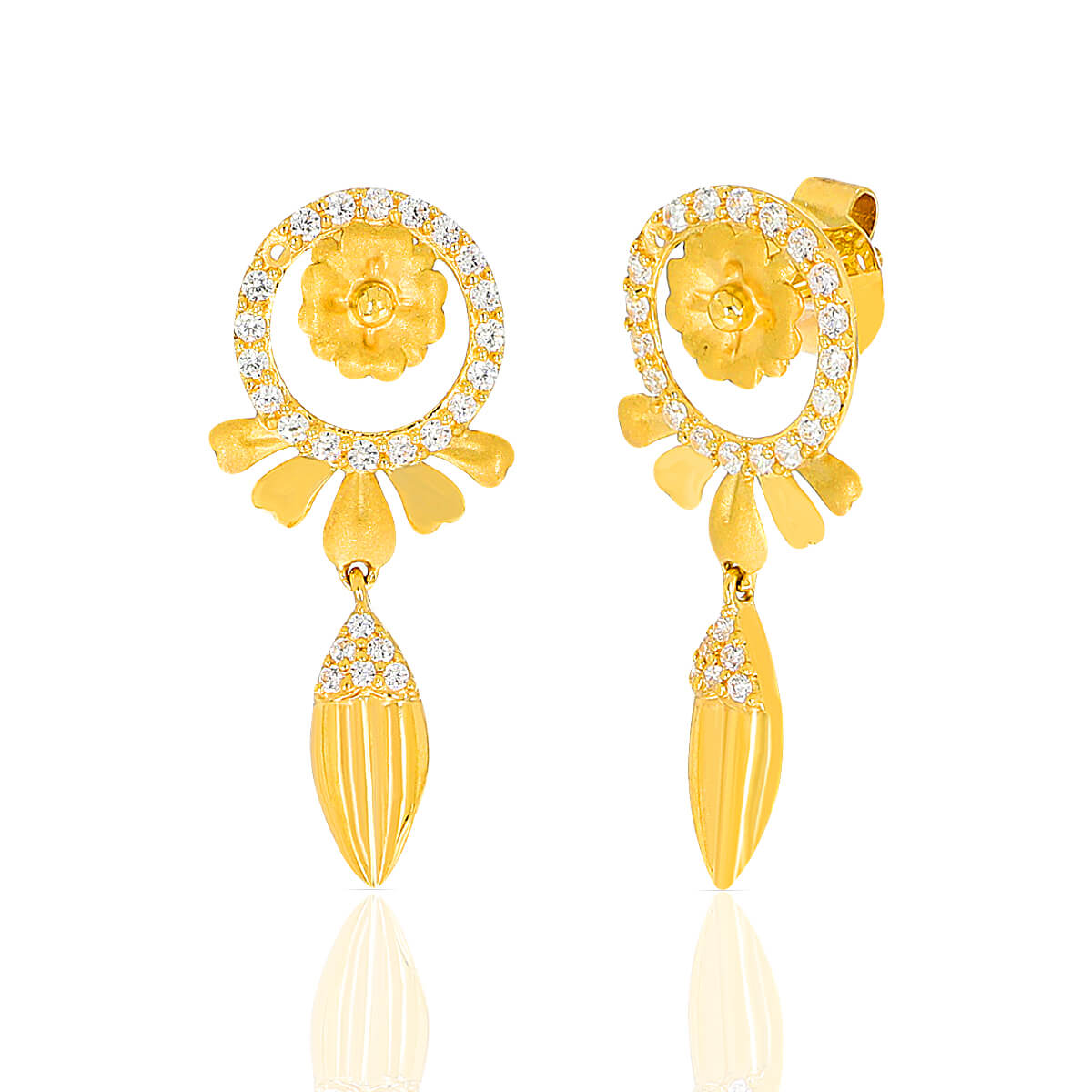 Golden Blooms CZ Gold Earring Timeless Beauty with Free Gold Coin