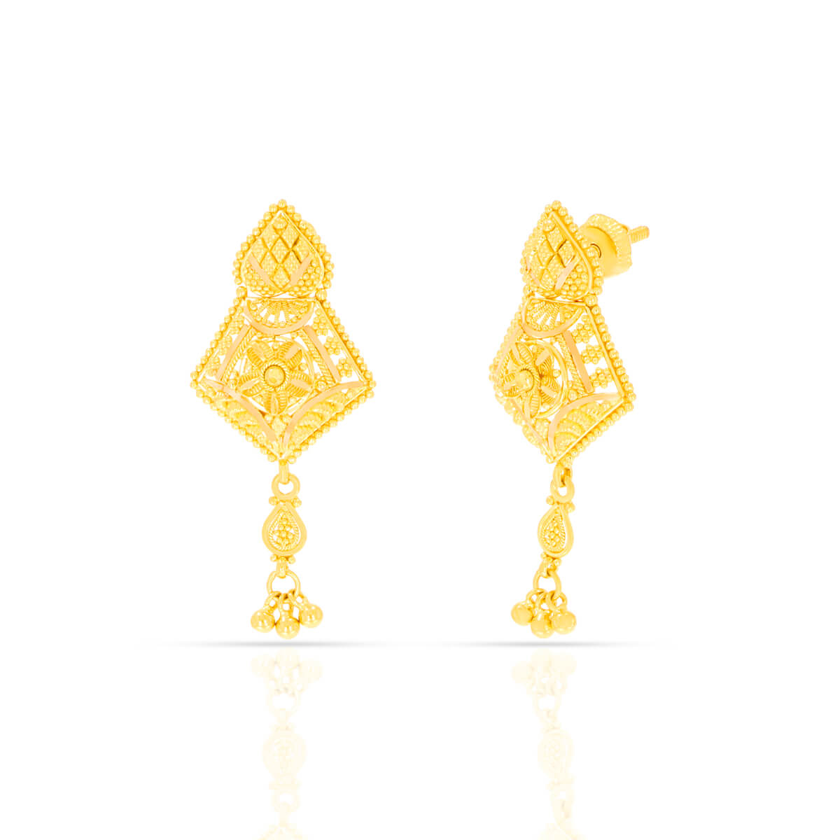 Shimmering Elegance Gold Dangler Earrings with Free Gold Coin