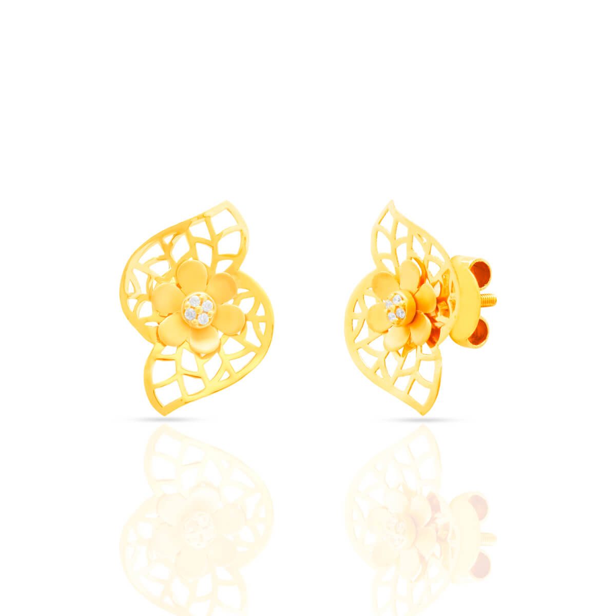 Floral Majesty Gold Earring with Free Gold Coin